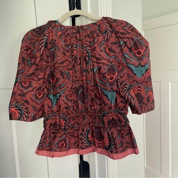 Ulla Johnson Denisa Carmine Blouse Half Sleeve Top Tie Waist - Picture 4 of 5